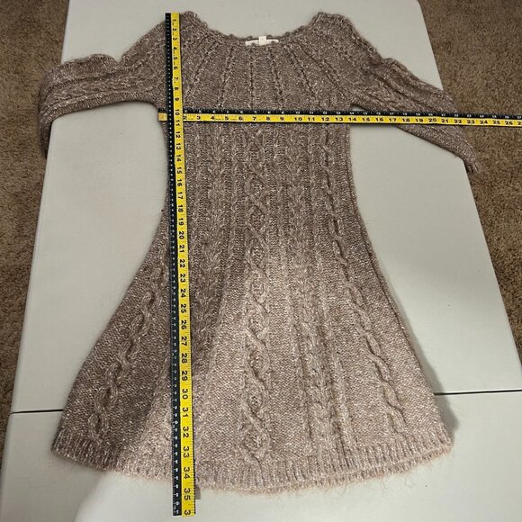 Between Me & You Sweater Dress Small A-Line Open Knit 3/4 Sleeve Wool Alpaca S - Picture 2 of 11